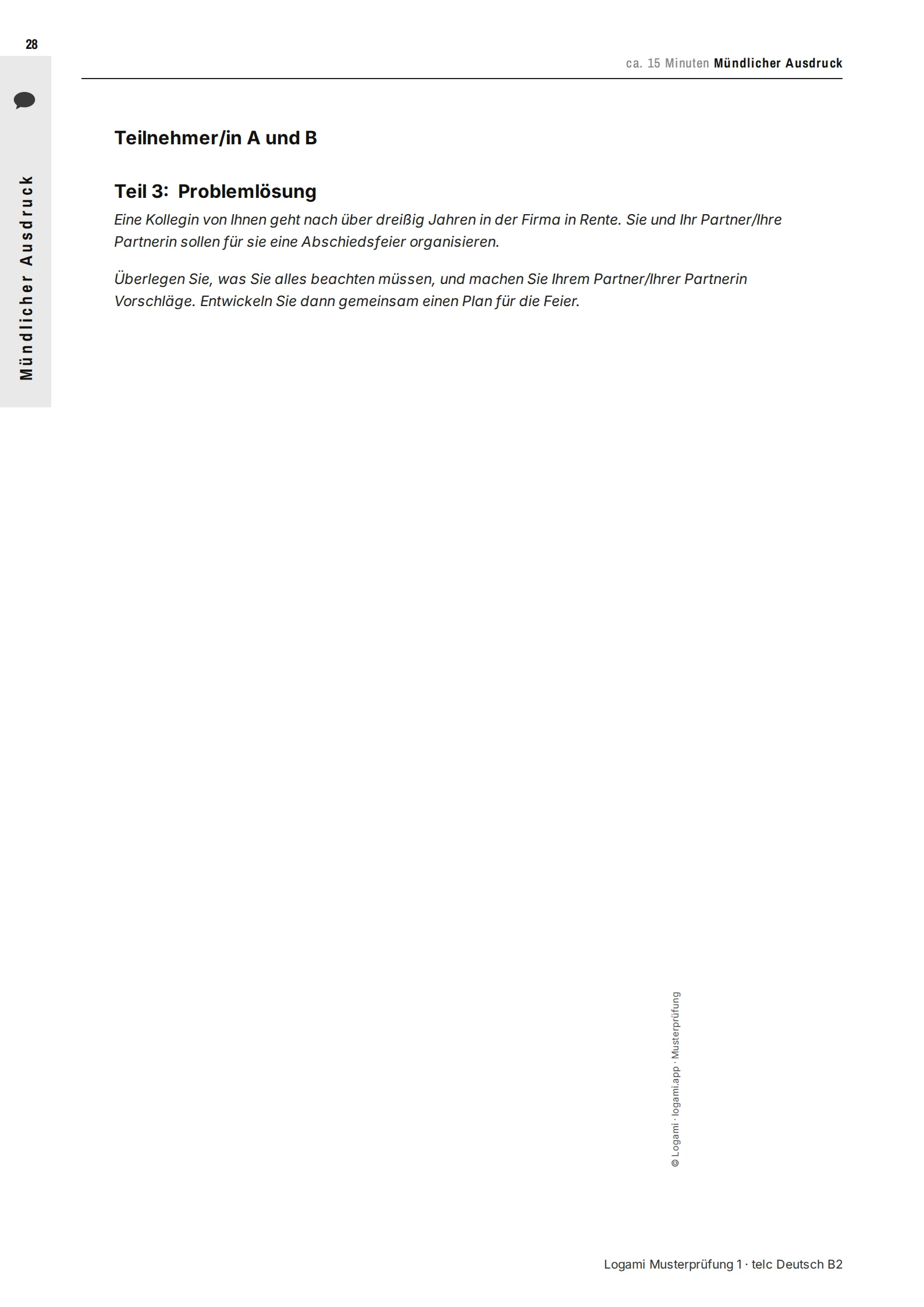 Teil 3 Problemlösung: plan a farewell party for a colleague who is retiring